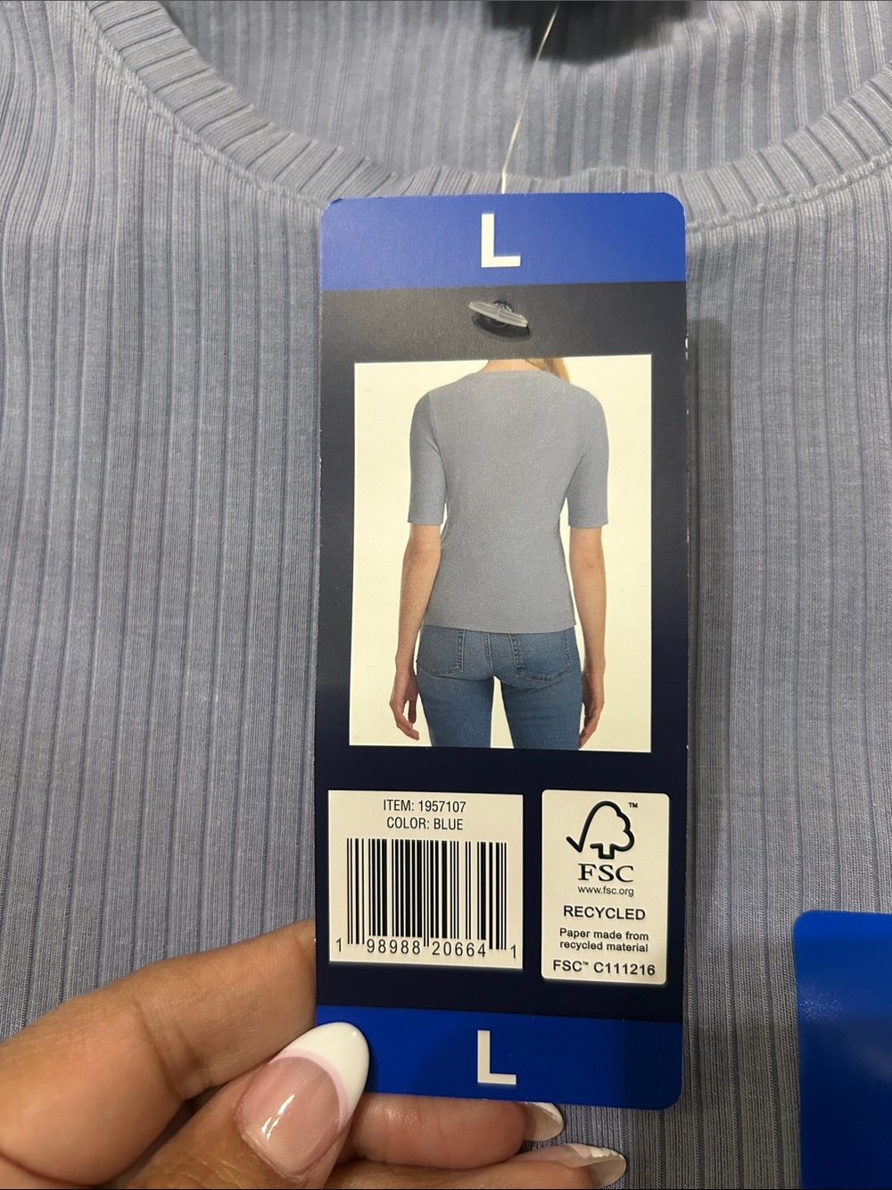 Splendid Ribbed Crewneck Tee in Slate Blue - Picture 6 of 9